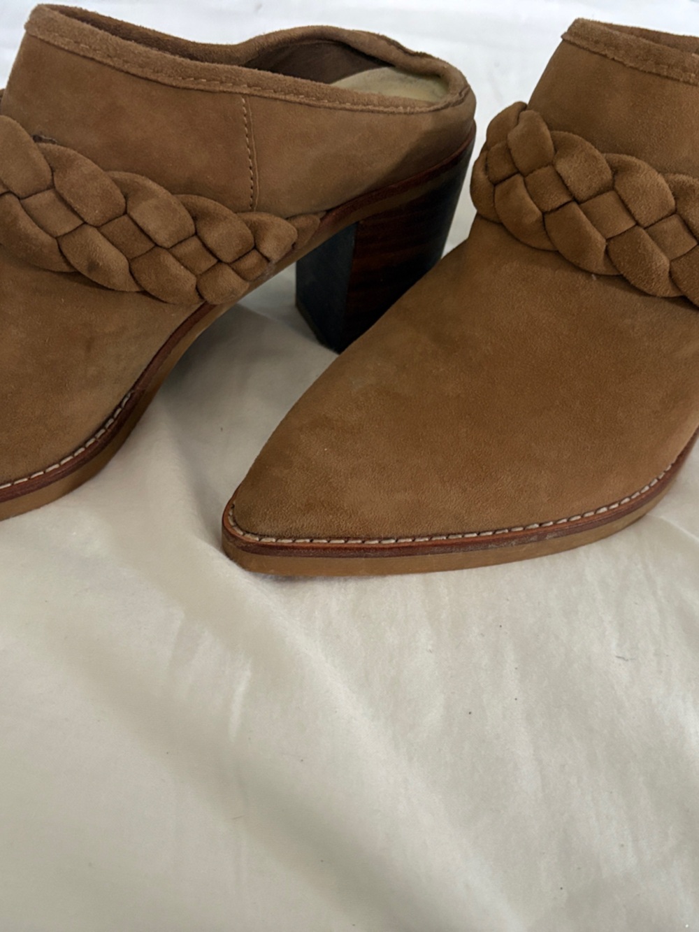 Dolce Vita Tan Suede Braided Mules